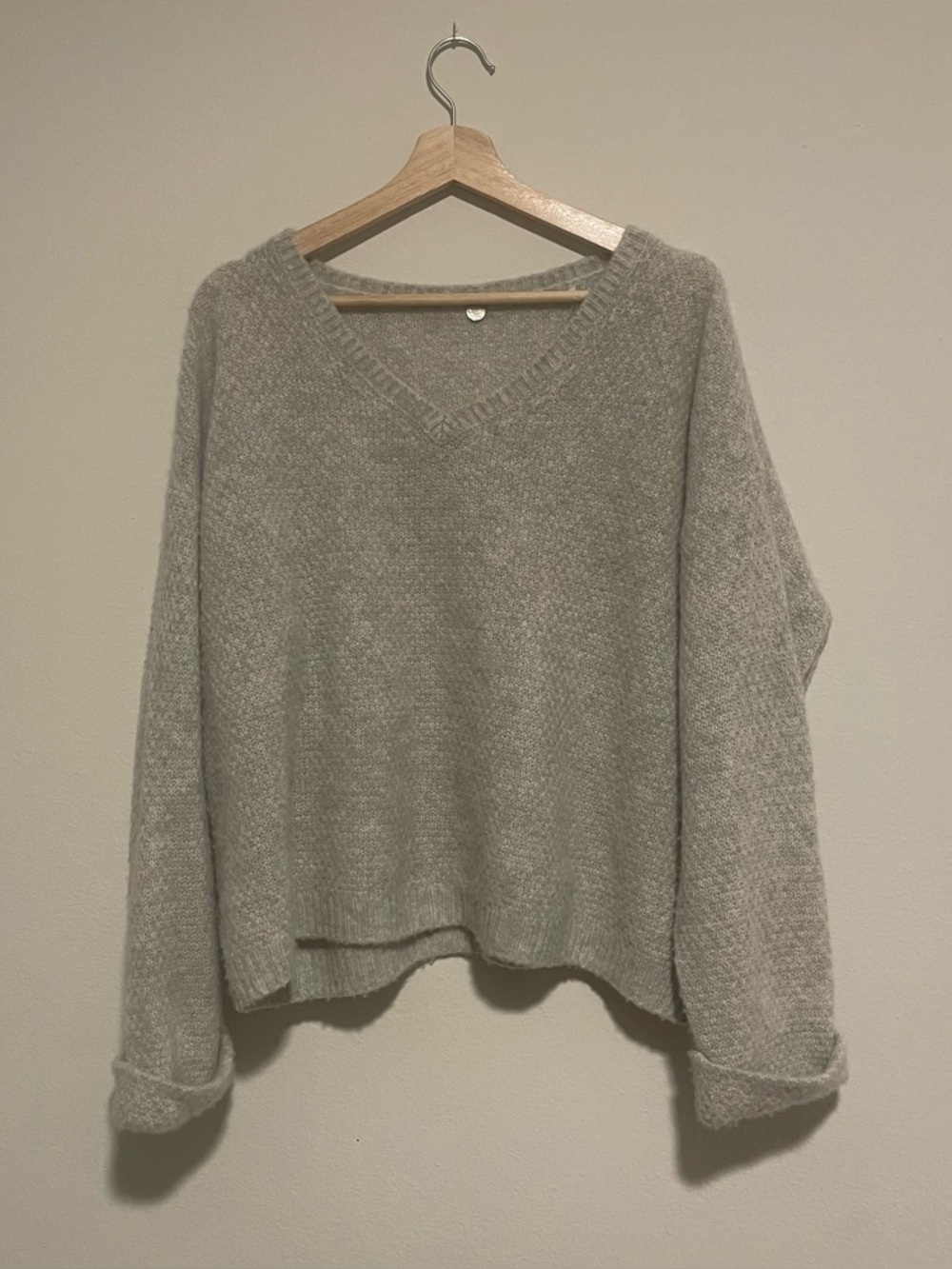 Margaret O’ Leary Cashmere Gray Sweater Tan Lightweight, Size Large